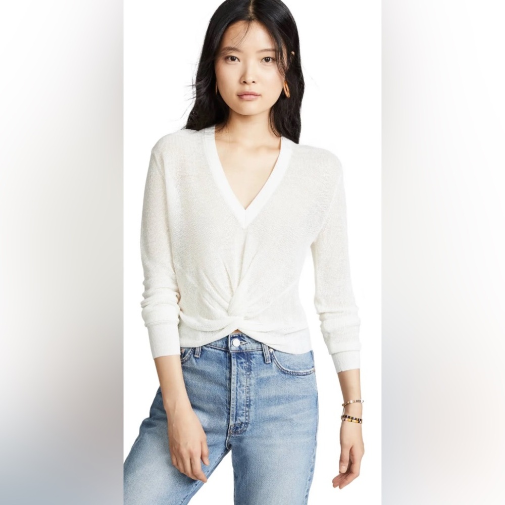 Veronica Beard Soren V-Neck Twisted-Hem Sweater